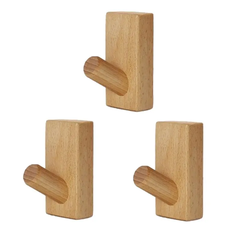 

Y42A-Simple Solid Wood Hooks Clothes Hangers Bathroom Wall Hooks Bedroom Coat Storage Racks Home Towel Key Decorative Hooks