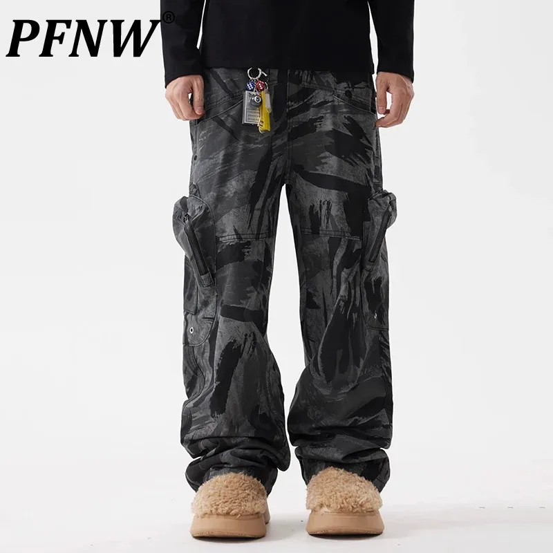 

PFNW Three-dimensional Design Multi Pocket Trousers Men's American Camouflage Streetwear Loose Casual Wide Leg Pants New 28W4899