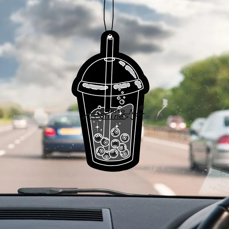 Leite Chá Forma Carro Ambientador, Pendurado Folha De Difusor De Perfume, Interior Do Carro, 1 Pc, 4Pcs