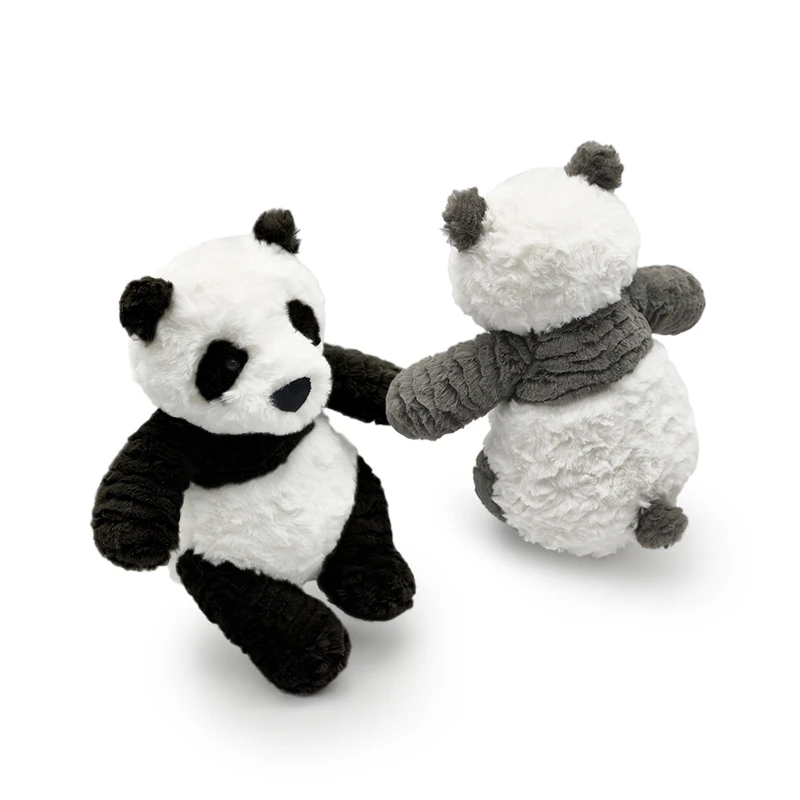 Grey and black black and white teddy bear plush toy cute and fun creative design home decoration soothing companionship