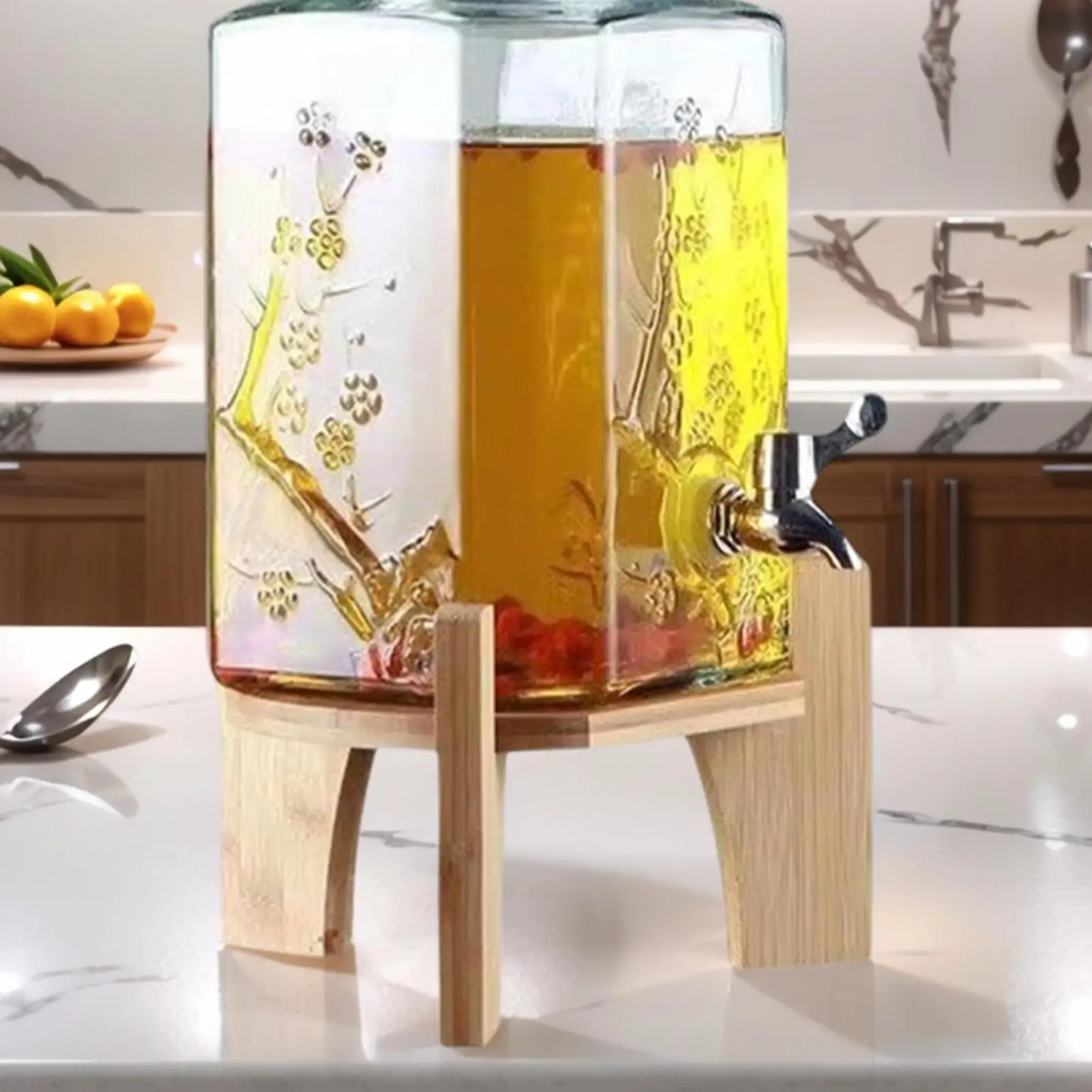 

Подставка для диспенсера для напитков, деревянная подставка для диспенсера для напитков, диаметр основания 7,28 дюйма, кувшин для сока, станция для кофе-бара, домашней вечеринки, ресторана, кладовой