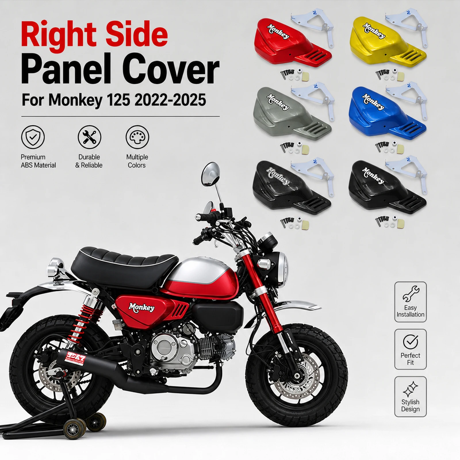 Monkey125 2026 Seat Side Fairing For HONDA monkey 125 2025 2024 2023 2022 Body Frame Spoilers Right Side Cowl Cover Panel