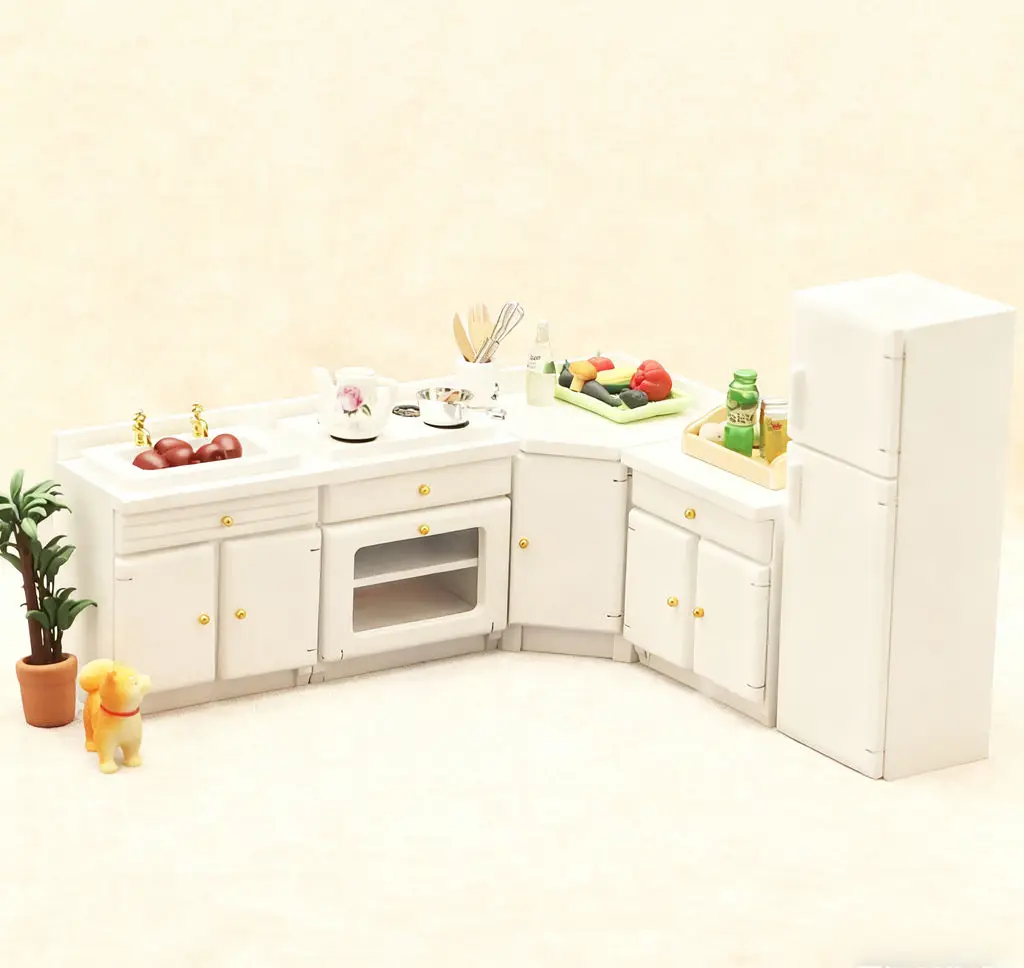 

2025 Горячий 1:12 кукольный домик, белый кухонный шкаф, 4 шт. - Изысканная мини-мебель для коллекционеров, микросцены и OB11 Match