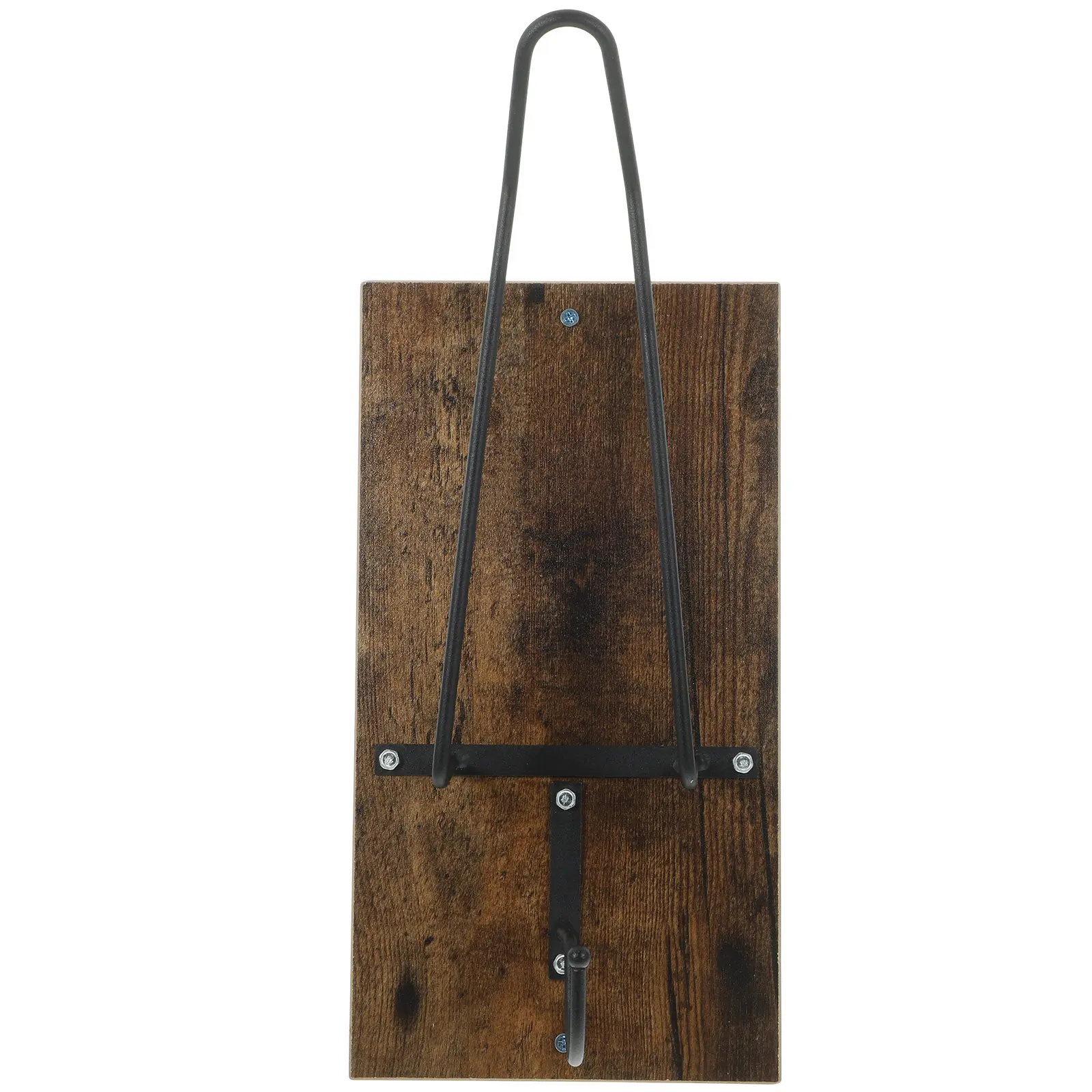 

Brown Wooden Wall Mount Rack Solid Wood Metal Hook Motorcycle Holder Storage Organizer Space Saving Display Stand