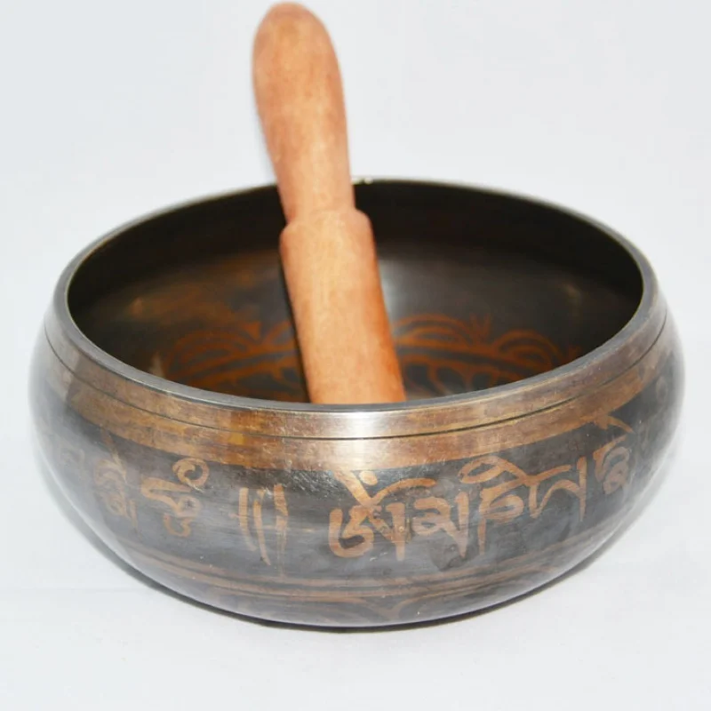 Wholesale Tibet Tantra Copper Six-Word Proverbs Practice Bowl Yoga Bowl Buddha Bowl 7 in Total