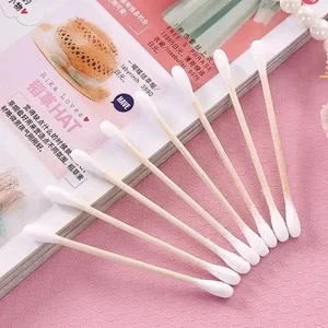 100/500pcs Double Head Wood Cotton Swab Nose Ears Cleaning Women Makeup Tools Lipstik Cotton Buds Tip Sticks Bastoncillos Oidos