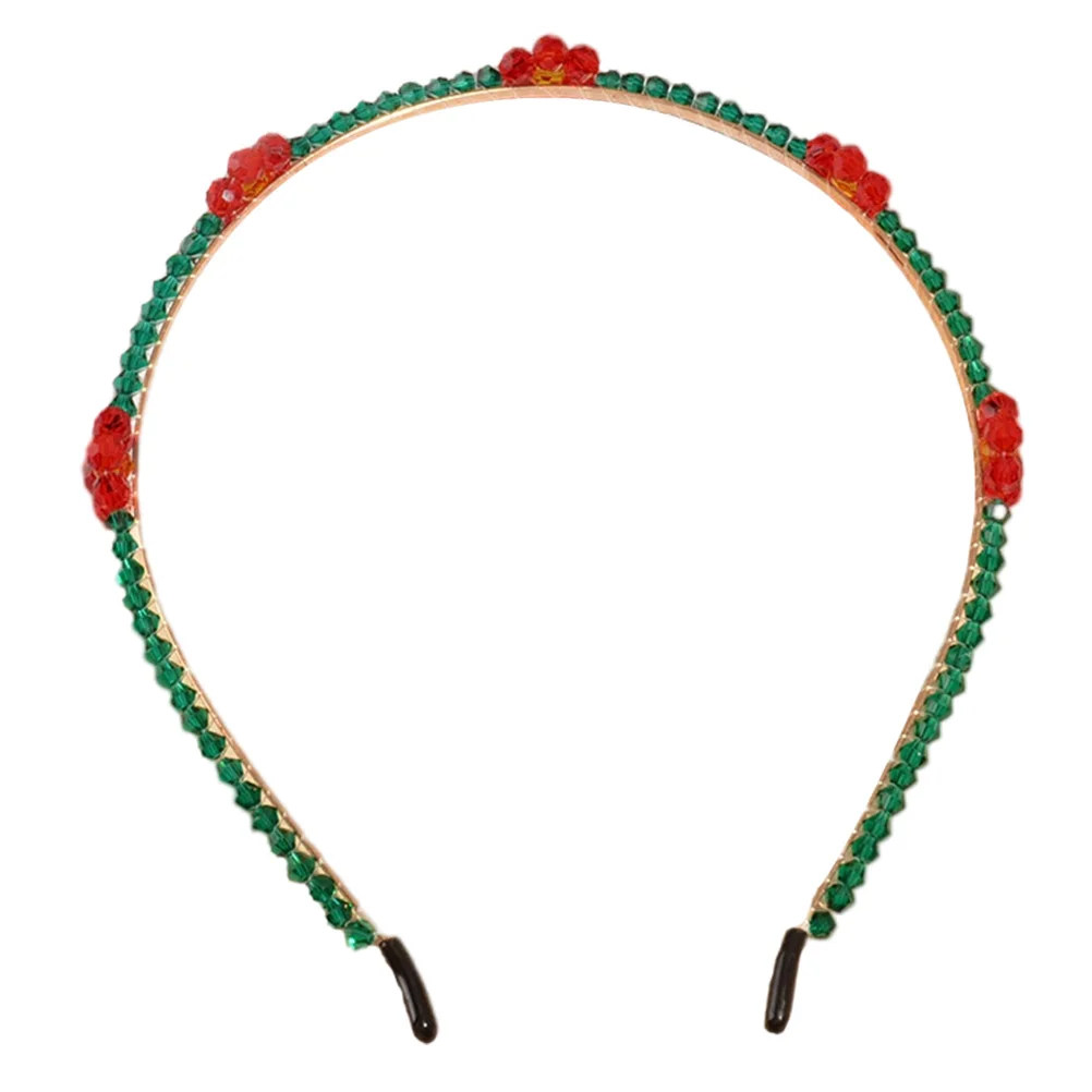 

1pc Exquisite Red Flower Crystal Headdress Hairband Delicate Floral Design Elegant Decorative Accessory For Women Girls Party