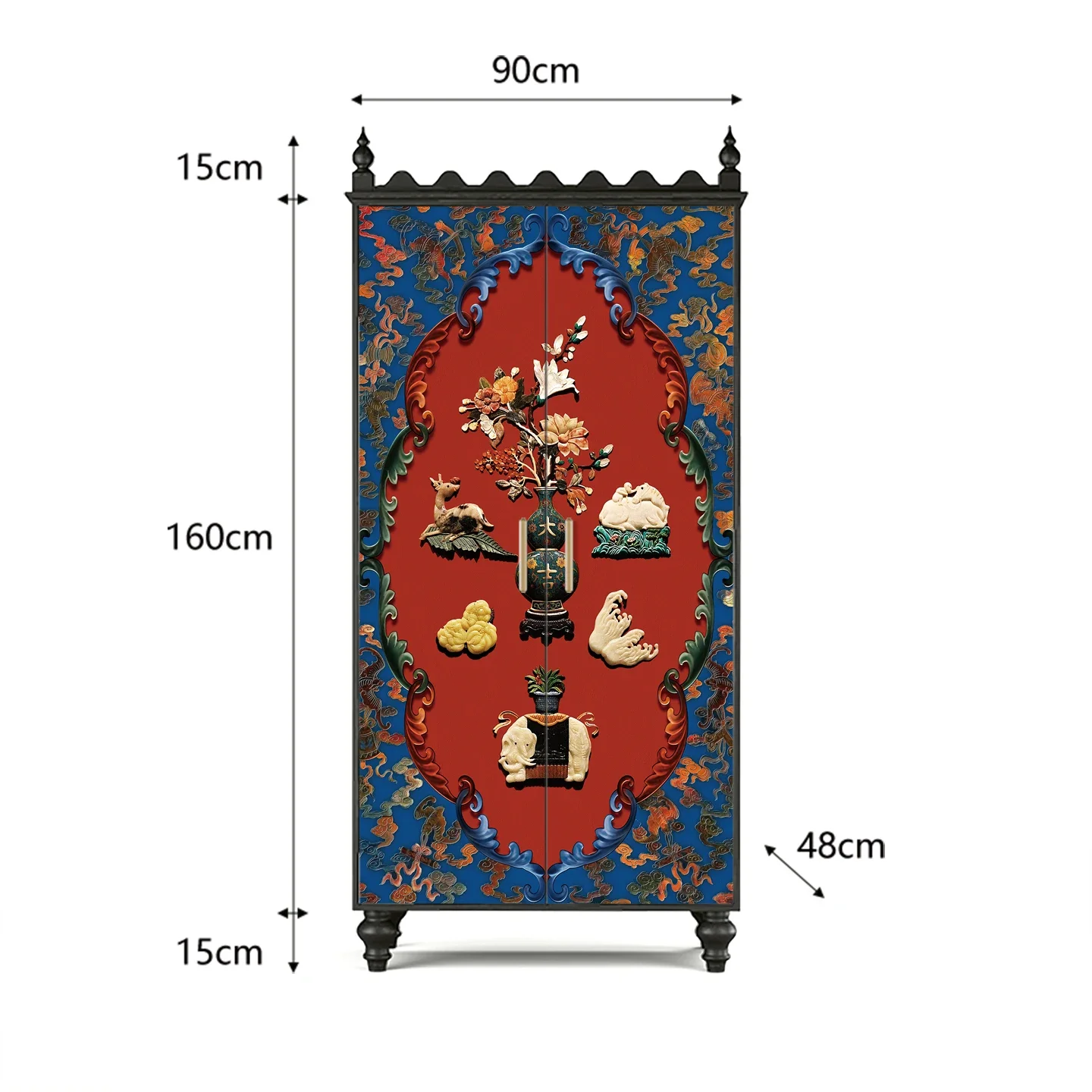 TAOFrench Chinese style treasure map solid wood wardrobe storage decorative cabinet bedroom six-drawer cabinet