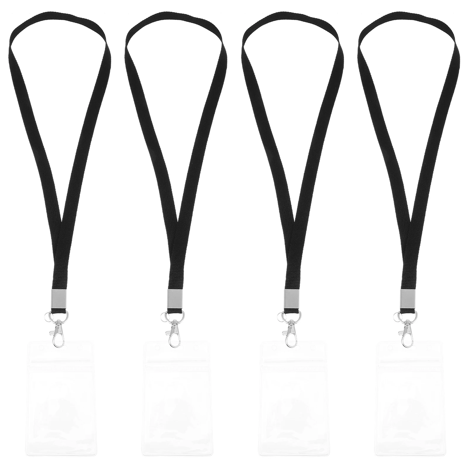 

Pvc ID Holder 4 Sets Double sided Cards Case Vertical Bank Protective Cover Lanyard Work Badge Keeper Waterproof Dustproof Card