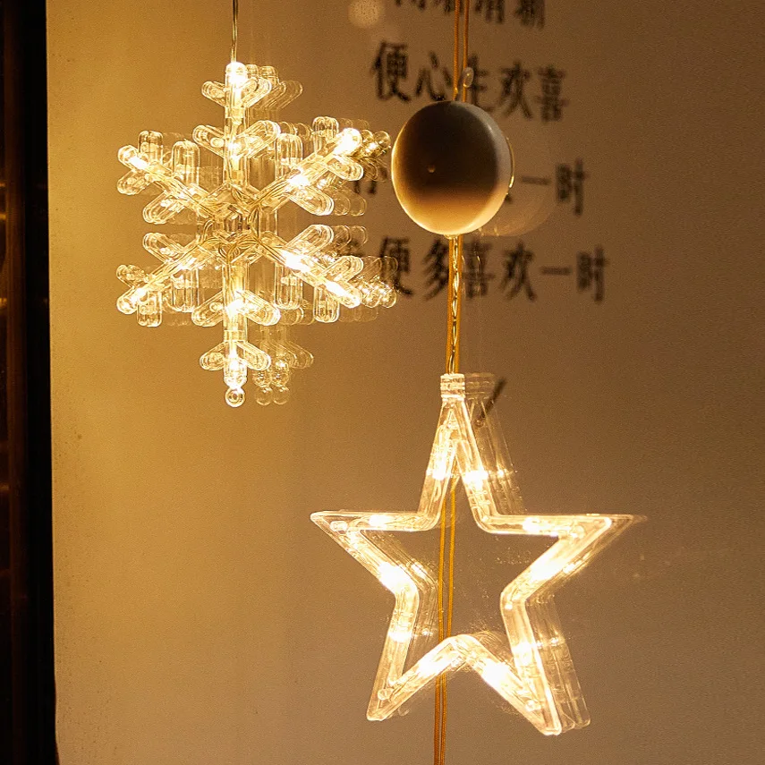 LED Sucker Light Christmas Decoration Light Santa Snowflake Elk for Home Window Ornament Happy New Year Gift Navidad Natal 2025