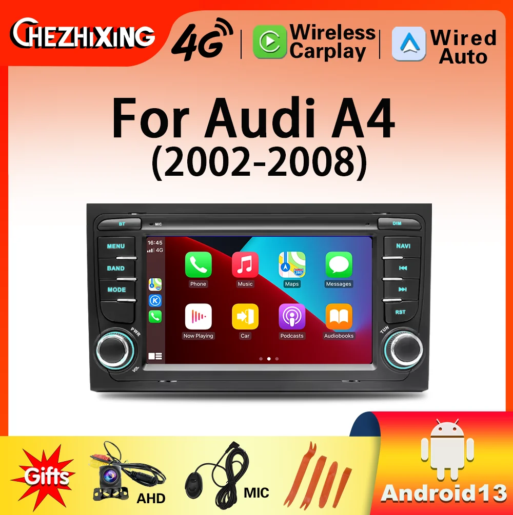 For Audi A4 2002-2007 Car Android Auto Multimedia Radio Video Player GPS Navigation Carplay Multimedia Audio 7inch GPS FM BT 