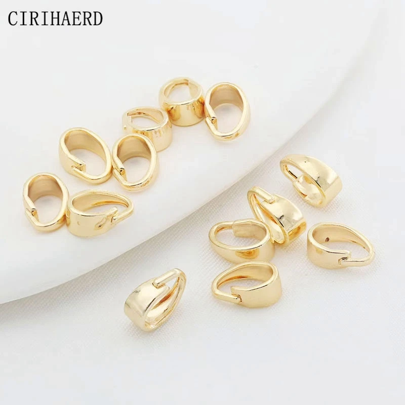 Necklace Pendants Connectors 14K Gold Plated Brass Metal Melon Seeds Clasps Pinch Bail Clasps Hook Clips For Jewelry Accessories