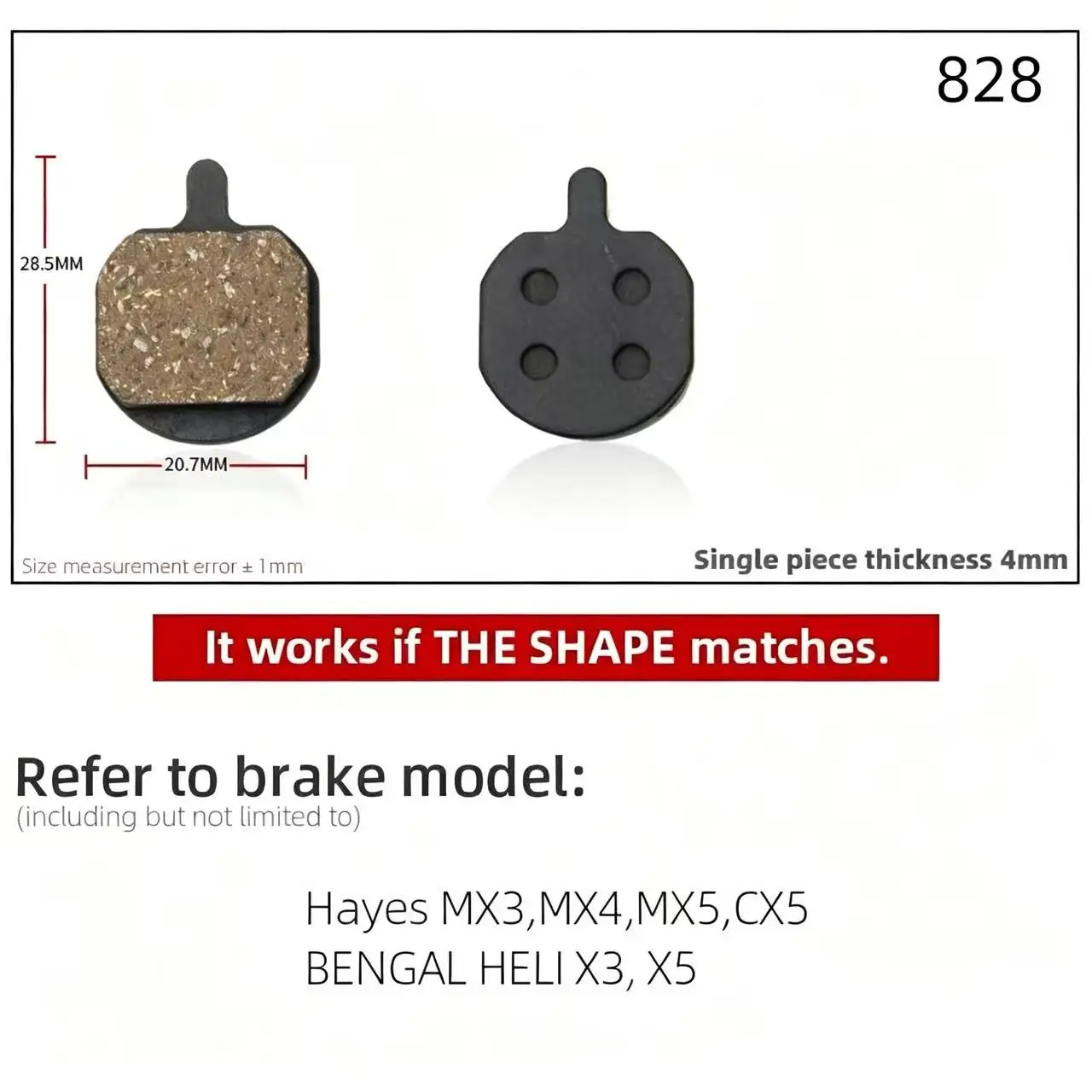 1 Pair of Mountain Bike Hydraulic Disc Resin Brake Pads, Suitable For Shimano SRAM AVI Hayes Magura Parts - view 5