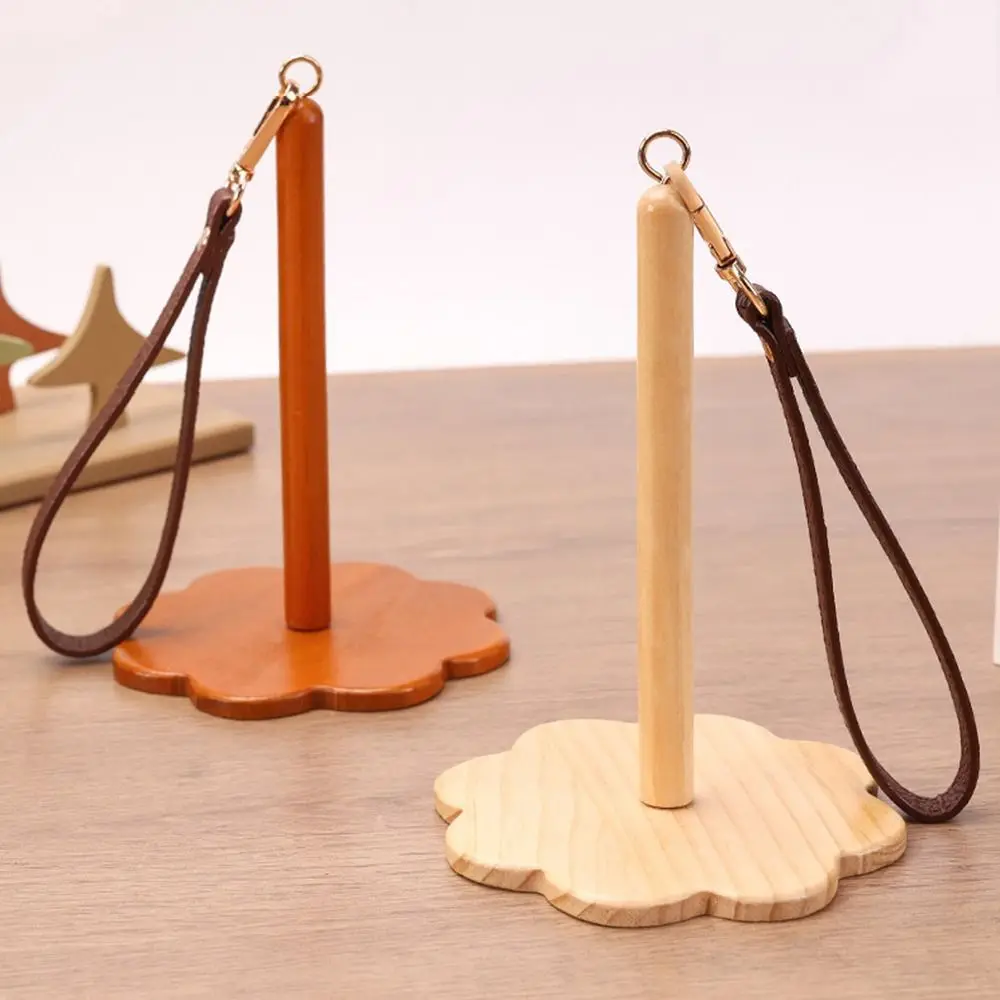 Portable Wooden Yarn Holder with Wristband Lightweight DIY Sewing Thread Spool Reusable Rotatable Wrist Yarn Ball Stand view 3