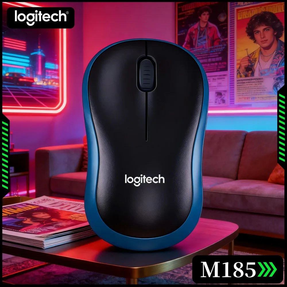 Logitech M185 Wireless Mouse Lightweight Easy To Hold Reduce Hand Strain During Desktop Laptop Home Office Daily Work