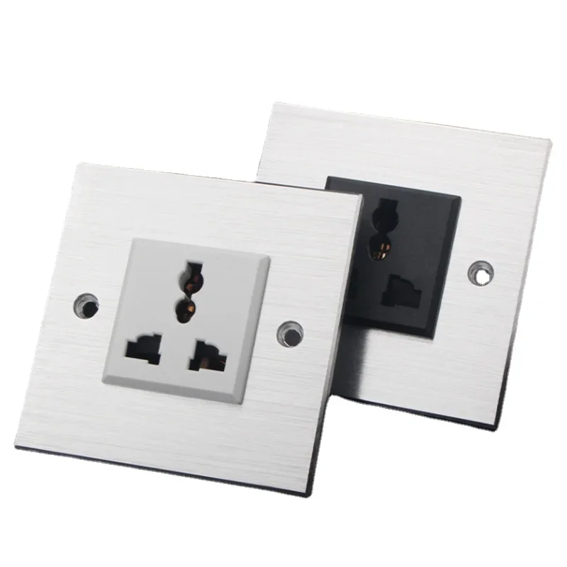 1pcs Aluminum Alloy Wall Plug Panel Socket Power Filter Power Plug AU / EU / US / UK Power Socket Panel