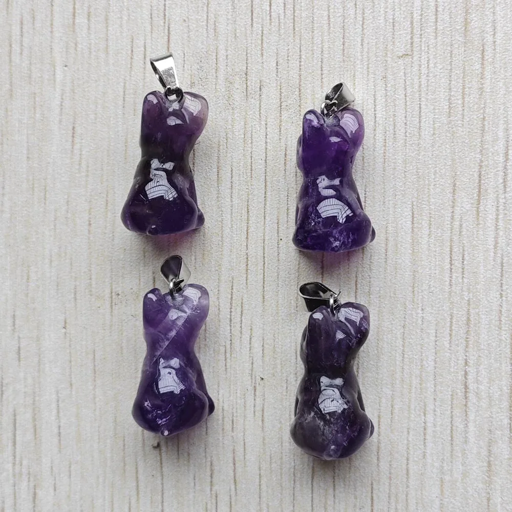 Fashion good quality amethyst natural stone dog shape pendants for Necklaces jewelry making 4pcs/lot Wholesale free shipping image 3