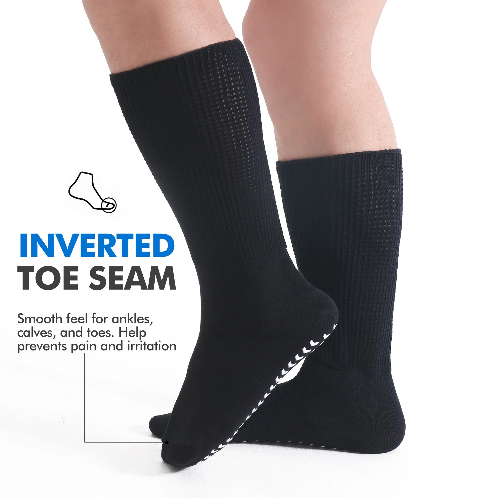 Unisex Anti-Slip Oversized Extra Wide Diabetic Socks Bariatric Gripper Socks with Good Elasticity for Swollen Feet Women\'s Men\'s