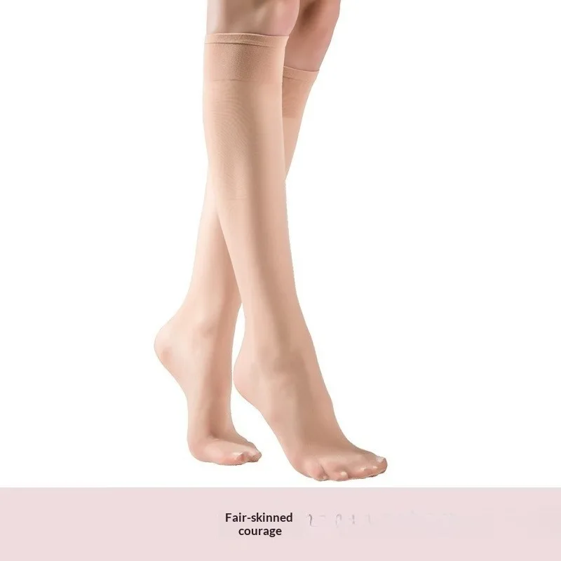 2 Pairs Women Knee-Length Insoles Ultra-thin Nylon Transparent Elastic Summer Long Shoe Pads