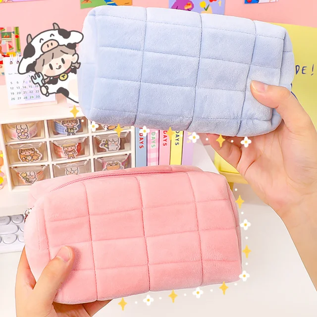 Kawaii Pencil Case Creative Pillow Bag Large Capacity Short fluff Bag for Girls School Supplies Stationery Box Cosmetic Bag 6