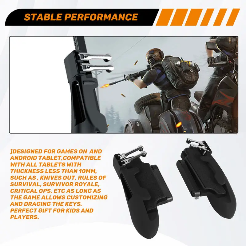 【B12B】لوحدة تحكم PUBG ذات ستة أصابع Pubg Mobile Trigger Gamepad Grip L R Fire Aim Button Joystick لمقبض Ipad Tablet FPS