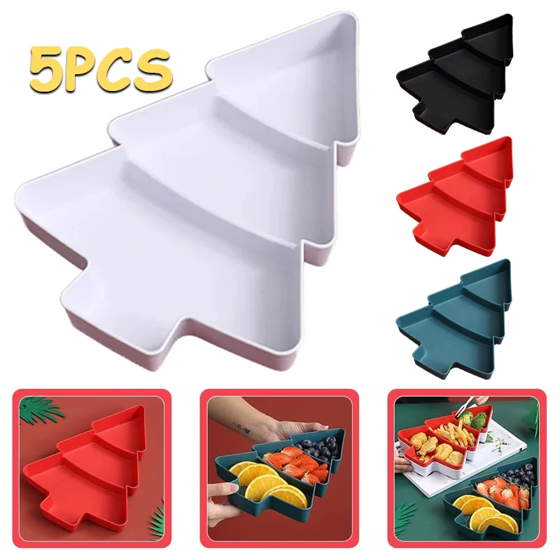 

2026 Creative Christmas Tree Shape Snack Plate with Compartments for Candy Nuts Fruits Party Wedding Dessert Tableware Decor