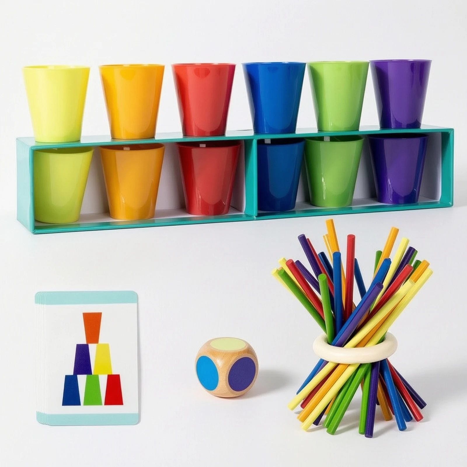 Color Sorting Toy with Cups Natural Wood Color Matching Game Sorting Game Geometric Wooden Puzzle Brain Teaser for Preschoolers
