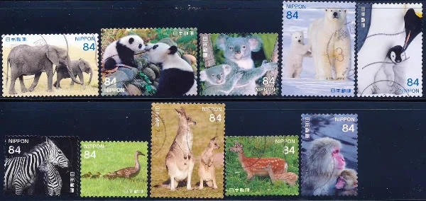 10Pcs/Set 2020 Japan Post Stamps C2485 Animal Episode 3 Marked Postage Stamps for Collecting