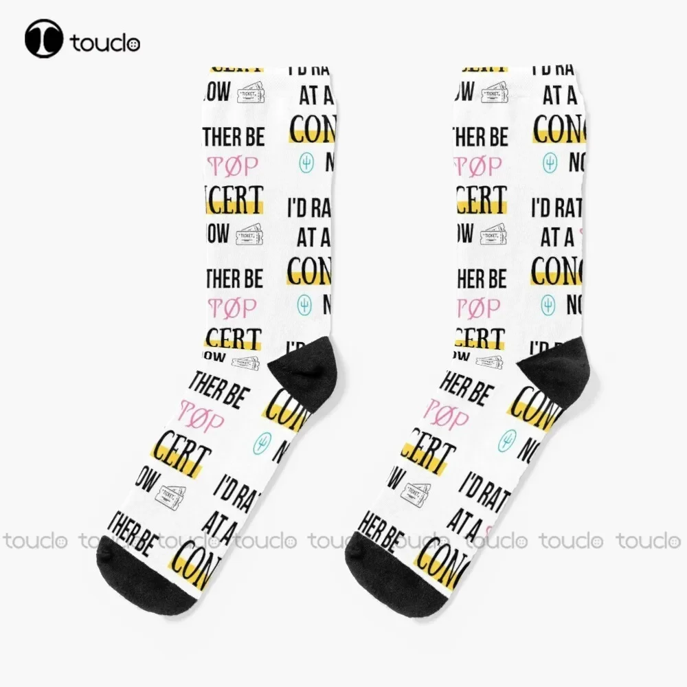 Id Rather Be At A Top Concert Now Socks Yellow Socks Christmas Gift Unisex Adult Teen Youth Socks Custom 360° Digital Print