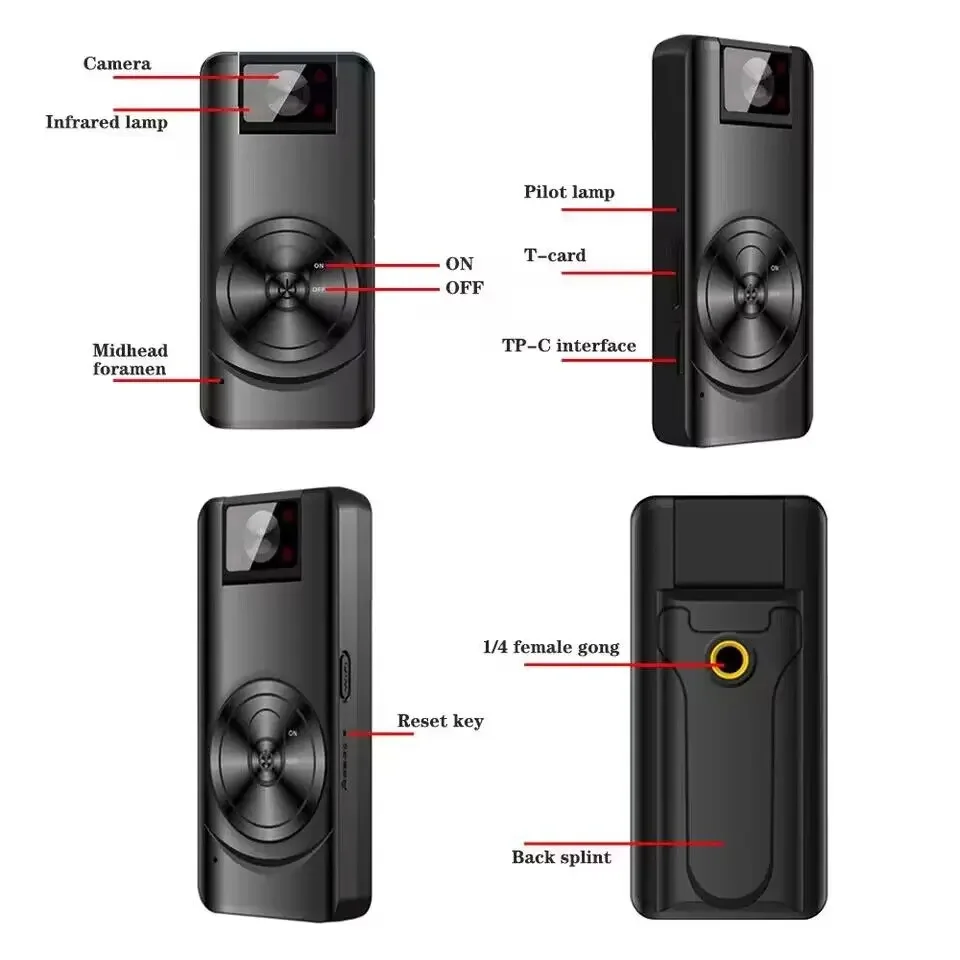 K43 FHD 1080P Portable Camera Without Battery IR Night Vision OTG One Key to Record 6H Video Recording Sport Cam with Back Clip