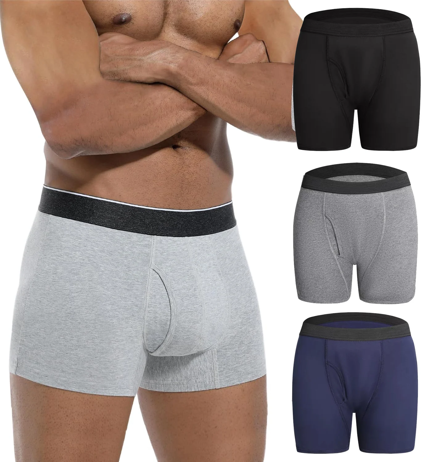 Ropa interior para incontinencia para hombres, calzoncillos tipo bóxer reutilizables lavables a prueba de fugas de algodón absorbente de 100ML