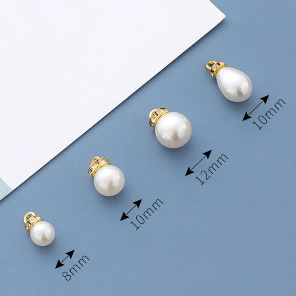 20/قطعة ABS اللؤلؤ حجر الراين قلادة جالبة للحظ نهاية الخرز Diy بها بنفسك أقراط قلادة سوار حبات اللؤلؤ صنع المجوهرات #4