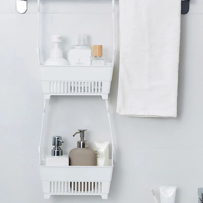 Bathroom Hanging Drain Basket Stackable Household Double Hook Kitchen Fruit And Vegetable Storage Basket