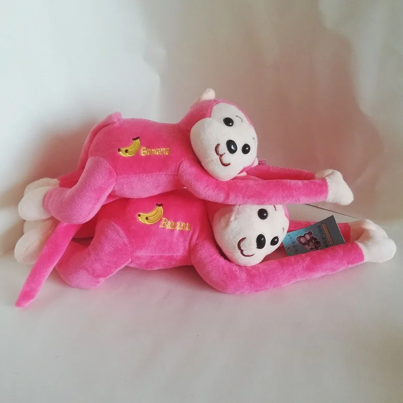 Cute Pink Monkey Plush Toy Lovely Prone Monkey With Fastener Button Arms Soft Doll Kids Toys Birthday Xmas Gift s0538