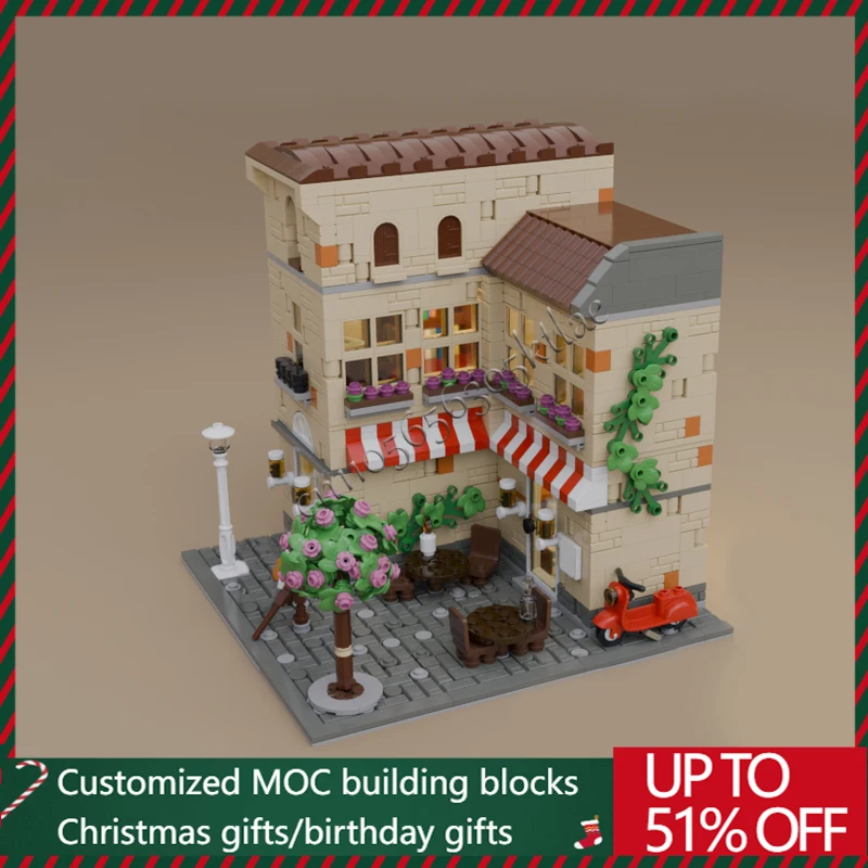 1854ピース モック カスタマイズ 中世風高級イタリアンレストラン 組み立てブロック カスタマイズDIY 教育的組み立てキッズトイ サプライズギフト