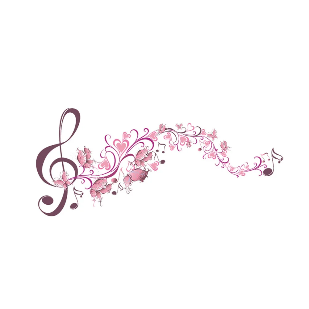 Adesivo da parete fiore nota musicale rosa Personalità della stanza della musica Decorazione della casa Carta da parati Autoadesiva Abbellisci