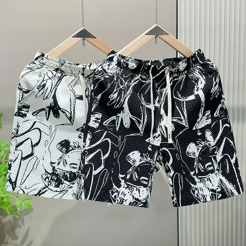 

Summer Running Shorts Men Casual Jogging Sport Short Pants fashion print Pattern Drawstring Loose Dry Gym Sports Beach Pants