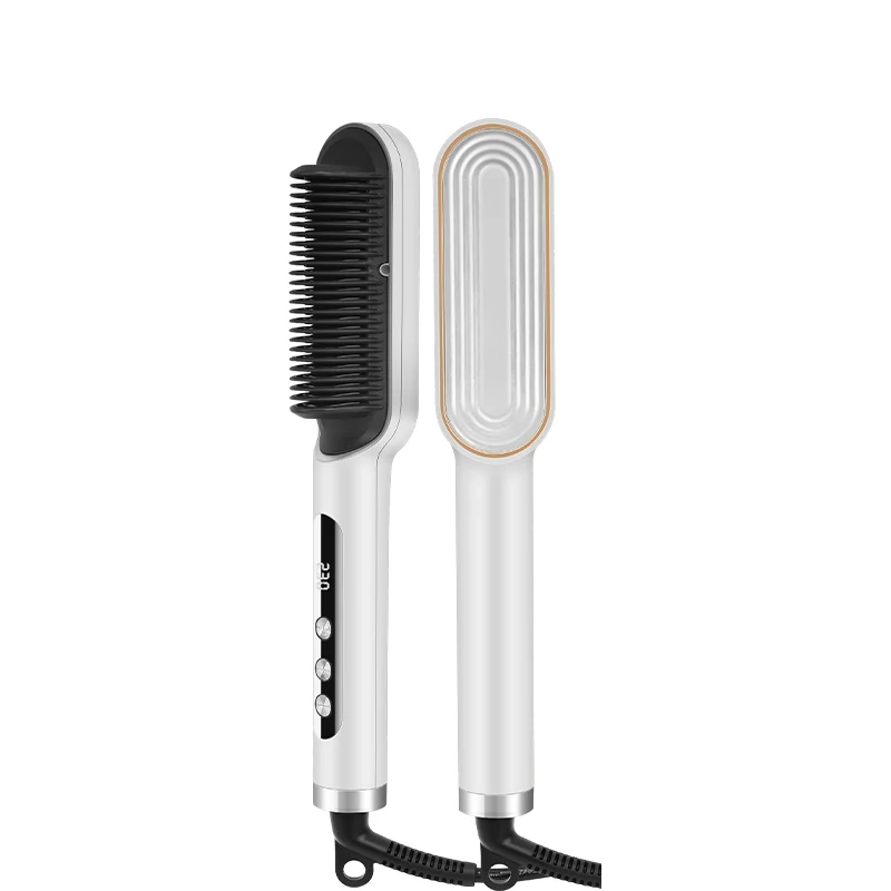 2025 2 in 1 Fast Heating Hot Comb Electric Straightening Comb LED Digital Flat Iron