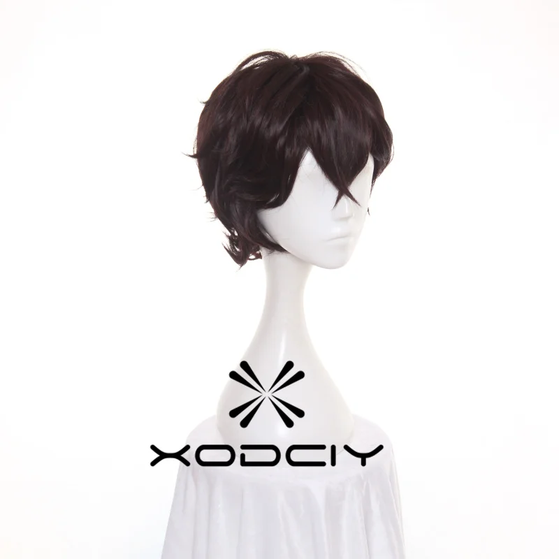 High Quality Dazai Osamu Cosplay Wig Anime Cosplay Short Brown Heat Resistant Synthetic Hair Wigs + Wig Cap