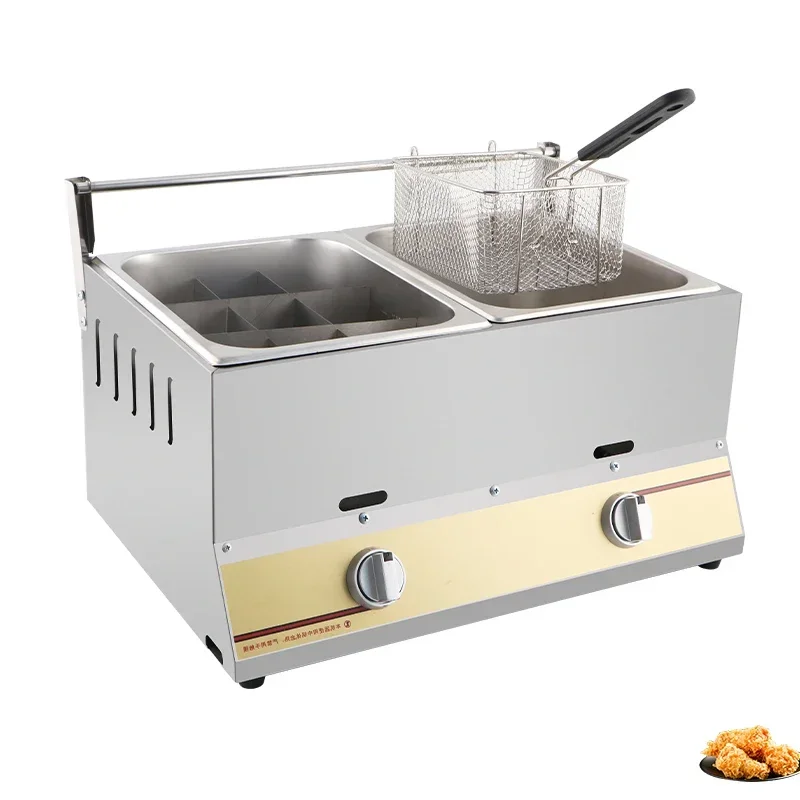 The factory supplies double-tank table-top propane liquefied petroleum gas/gas fryer deep table-top fryer equipment.