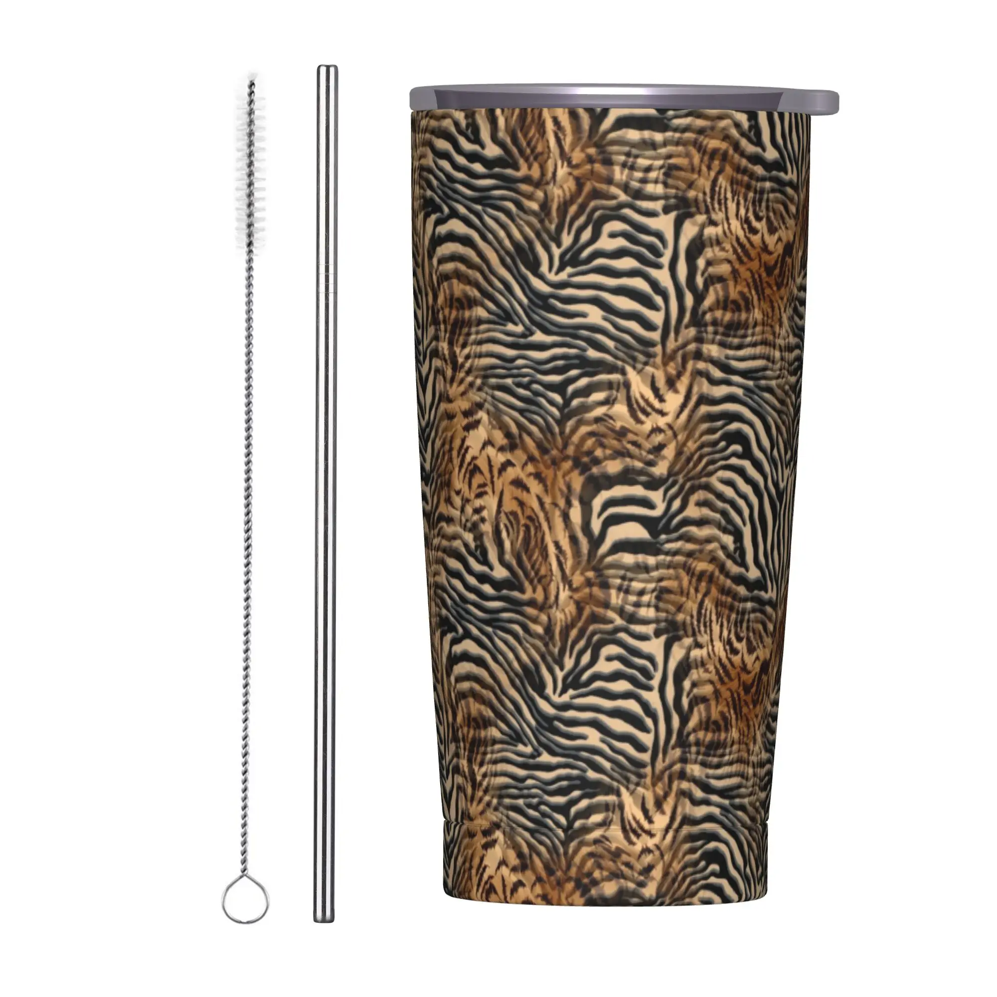 Leopard texture Tumbler Vacuum Insulated Tiger Animals Skin Leopard Texture Coffee Cups Vacuum Flask Car Mug Water Bottle, 20oz