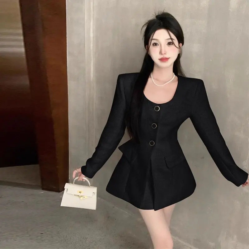Spring Temperament Long-sleeved Tops Jackets Women's High-waisted Slim Skirts Two-piece Suits