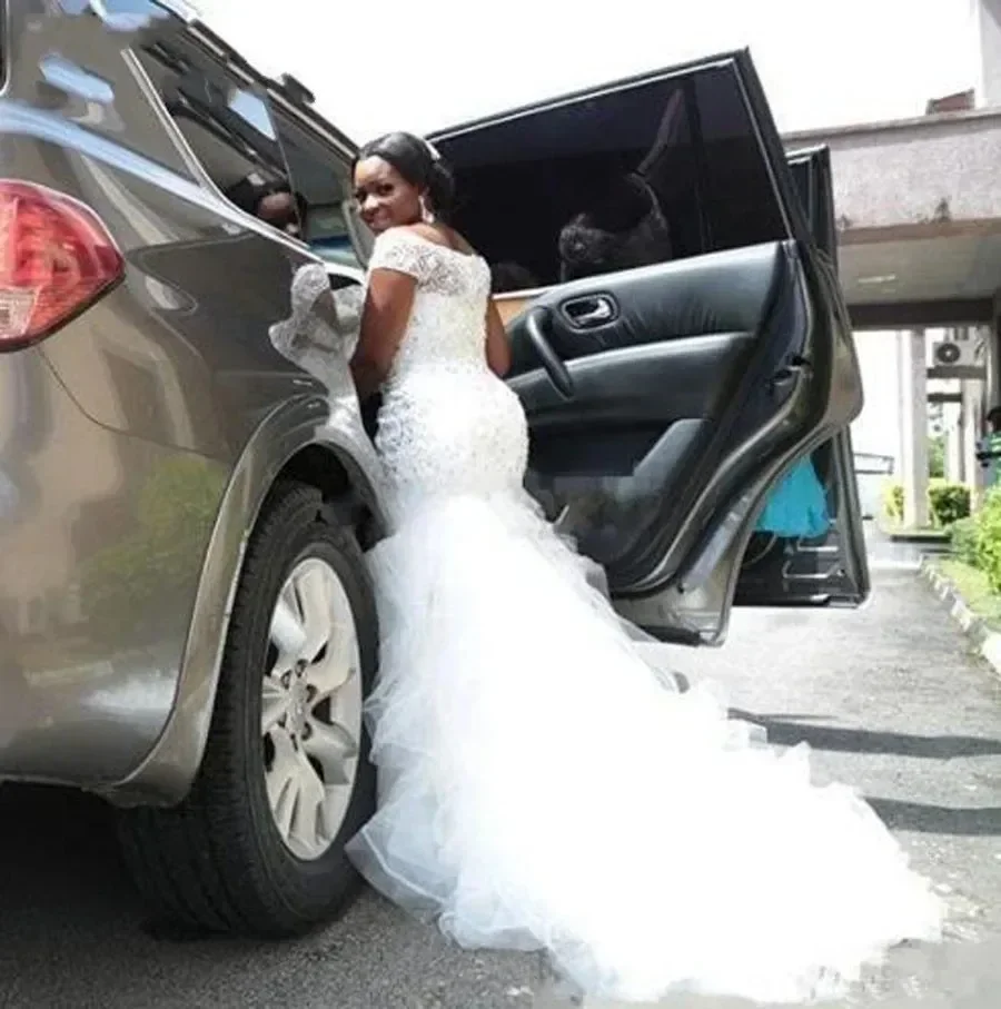 Suknie ślubne syreny z koronką, białe, księżniczka, nowość 2023, zdobione koralikami, suknia ślubna dla panny młodej, suknia ślubna, robe de mariee