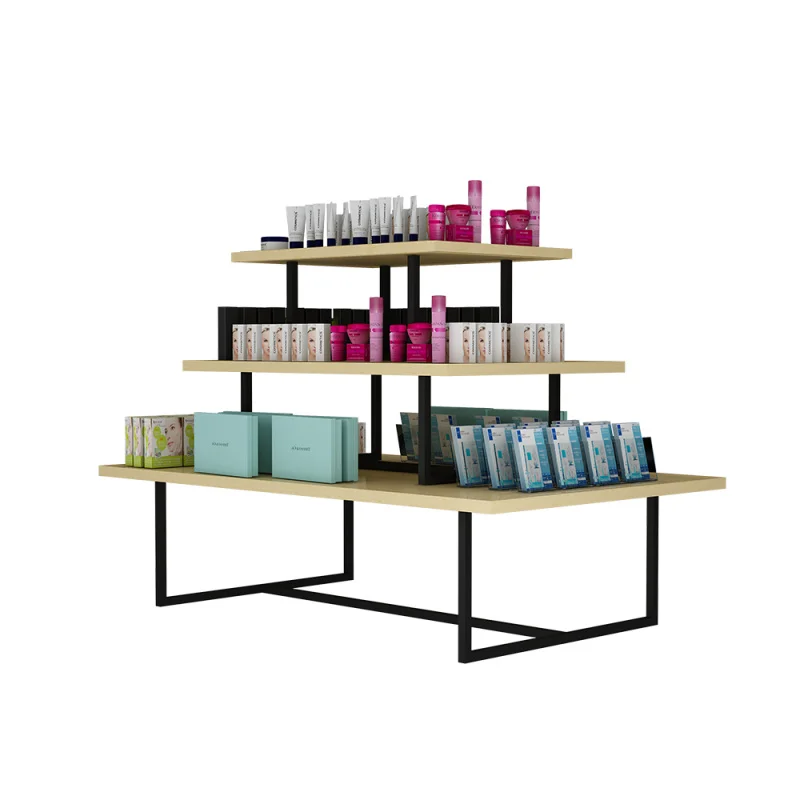 custom.High end custom makeup store fixtures wooden cosmetic shelves shop fittings and display cabinets