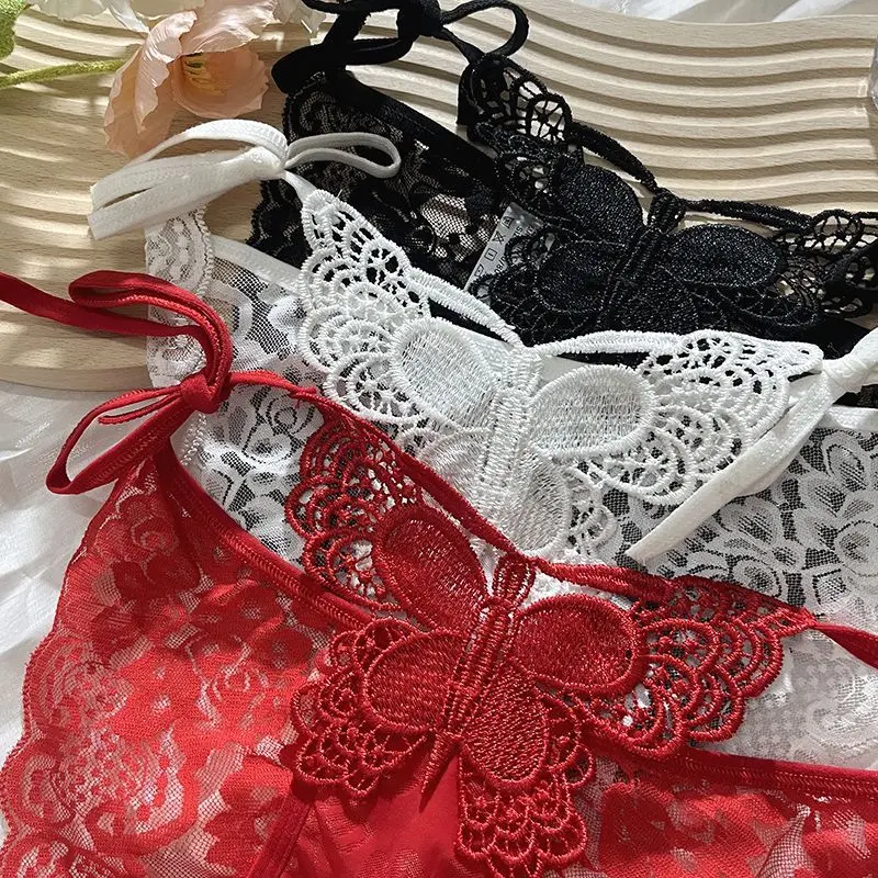 Comfortable Briefs Sexy Embroidered Mesh Lace Ribbon Ladies Triangle Panties Low Waist Bow Girls Latest Summer Trendy Underwear