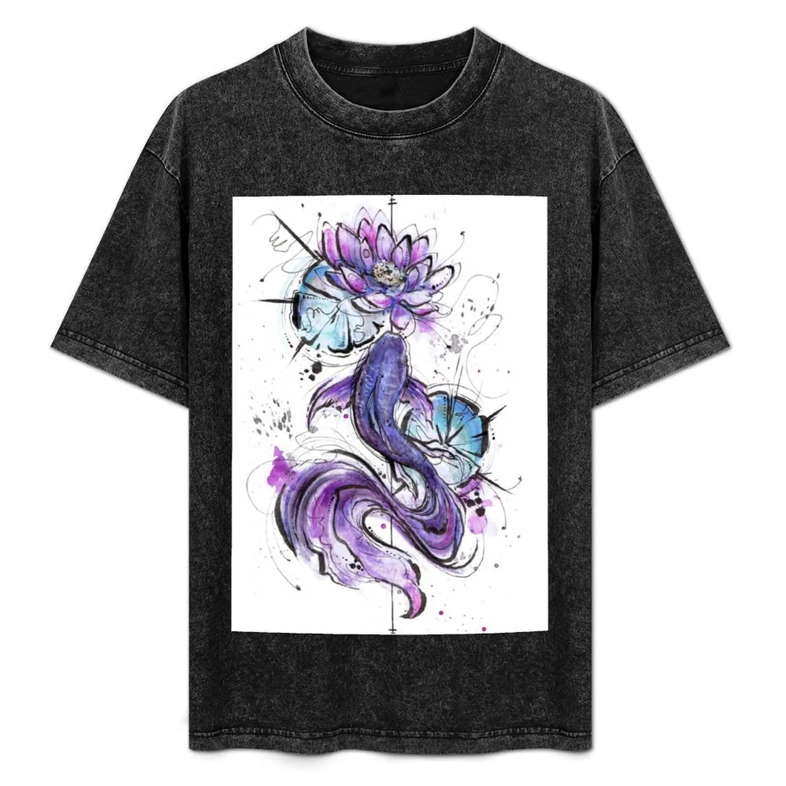 

Clear Water- Purple Koi Fish and Lily Pads T-Shirt graphic t shirts for man man t shirt summer T-Shirt
