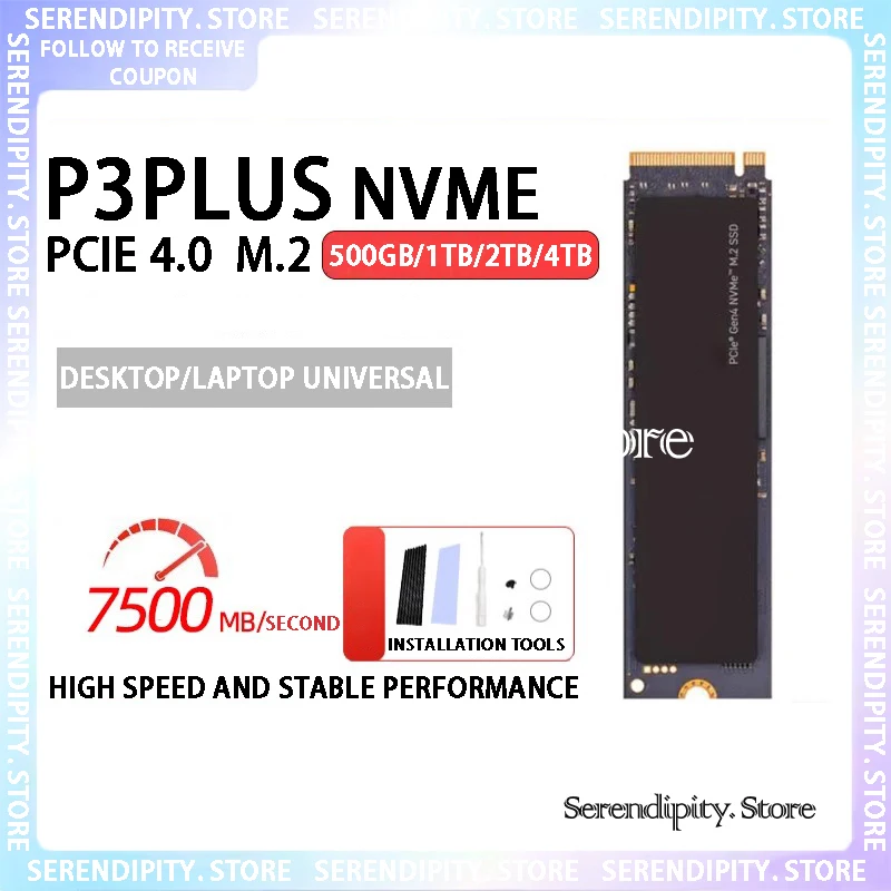 

NEW Original P3Plus Solid State Drive PCle 4.0 NVMe M.2 Interface 500GB 1T Laptop Desktop SSD Computer 2T 4T High Speed Storage