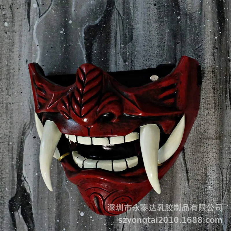 Halloween Evil Demon Kabuki Samurai Hannya Mask Latex/Resin Japan Prajna Ghost Latex Half Face Masks