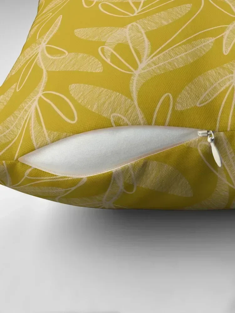 Etched Leaves Mid Century Modern Botanical Pattern in Mid Mod Mustard Throw Pillow Sofas Covers Christmas Pillow Cases pillow