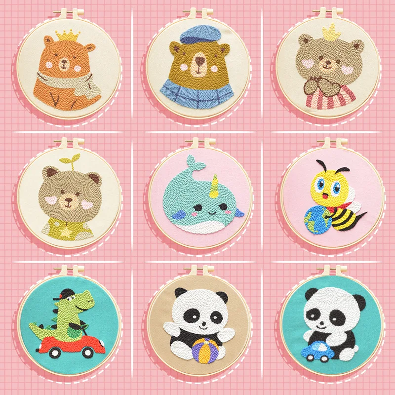 

DIY Funny Cartoon Animal Stamp Embroider Kit Handmade Craft Poke Punch Needle Kit For Kids Children Manual Activity Gift 2023